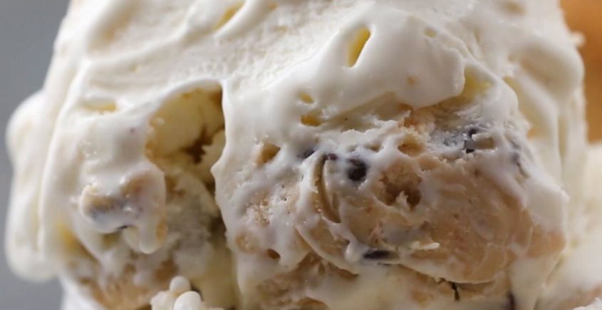 Irresistible Cookie Dough Ice Cream recipe: a creamy and indulgent frozen treat with chunks of cookie dough.
