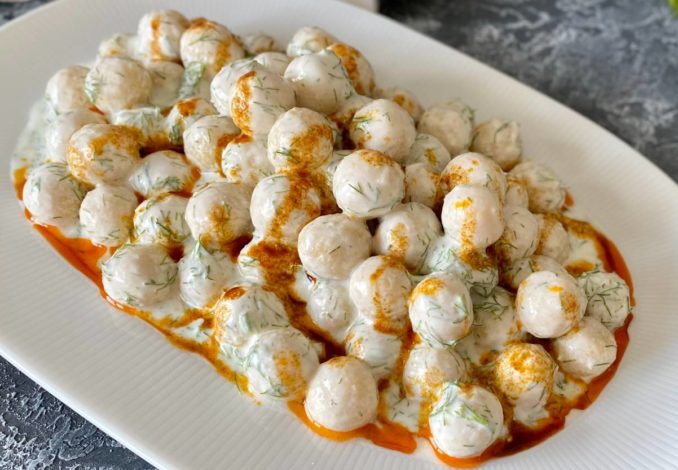 Savory Bulgur Meatballs with yogurt sauce